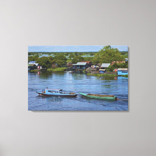 Lienzo Escena rural, lago Tonle Sap, Siem Reap, Angkor,