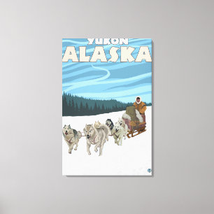 Lienzo Escena Sledding del perro - el Yukón, Alaska