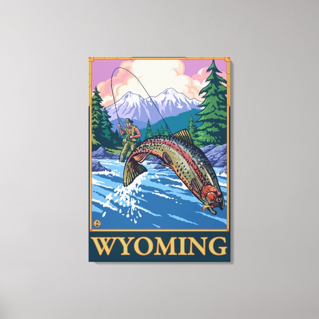 Lienzo Escenario de pesca de mosca - Wyoming (Anverso)