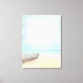 Lienzo Escenario de playa costera con barco de pesca