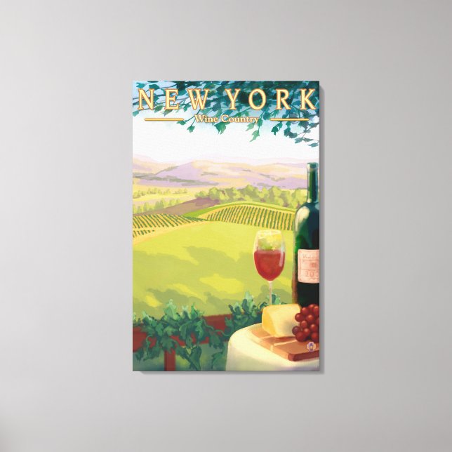 Lienzo Escenario del País Vino de Nueva York (Anverso)