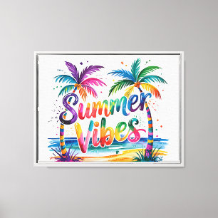 Lienzo Escenario playero de Summer Vibes Pastel Palm Tree