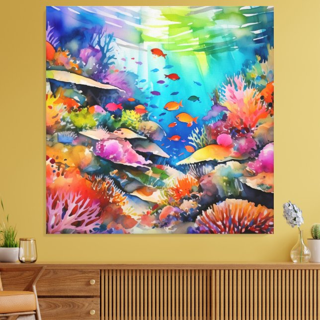 Lienzo Escenario submarino de arrecifes de coral acuático (Insitu (Sala de estar))