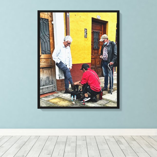 Lienzo Escenas callejeras de Bogotá  (Insitu (piso de madera))