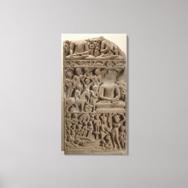 Lienzo Escenas de la vida de Buda, Sarnath, Uttar Pradesh (Anverso)