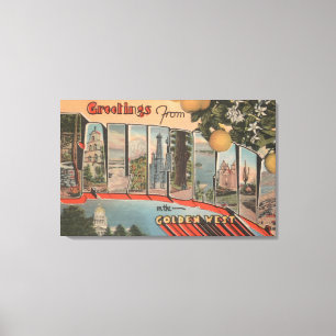 Lienzo Escenas de letras grandes de California (Oeste Dor