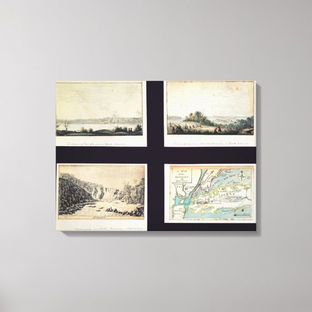 Lienzo Escenas norteamericanas y un mapa de Nueva York (Anverso)