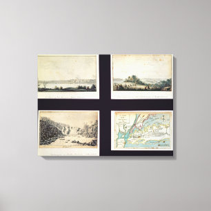 Lienzo Escenas norteamericanas y un mapa de Nueva York