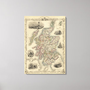 Lienzo Escocia con el mapa de inserción de las Islas