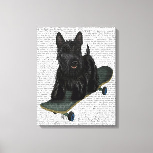 Lienzo Escocia Terrier y Skateboard