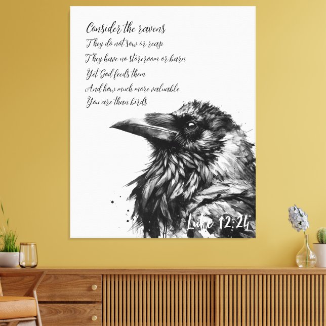 Lienzo Escritura de la Biblia Lucas 12:24 (Insitu (Sala de estar))