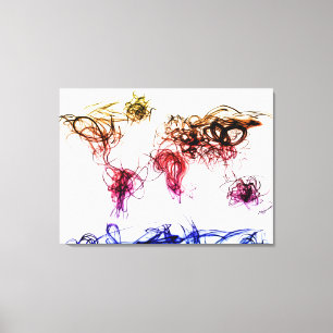 Lienzo Escritura de la luz de mapa del mundo