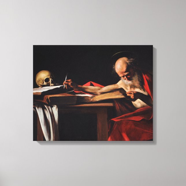Lienzo Escritura de Saint Jerome (por Caravaggio) (Anverso)