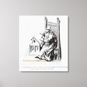 Lienzo Escritura del Copyist sobre una hoja de la vitela