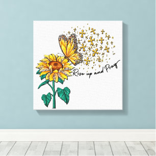 Lienzo Escritura inspiradora de mariposa de girasol