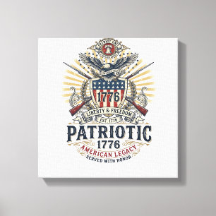 Lienzo Escudo de batalla patriótico 1776 Símbolo inspirad