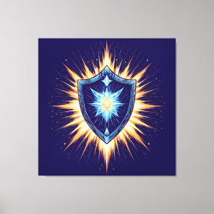 Lienzo Escudo de Fantasía Épica con Estallido de Energía