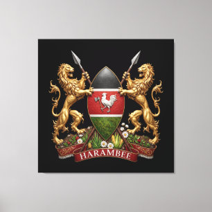 Lienzo Escudo de Kenia símbolo emblema bandera país león