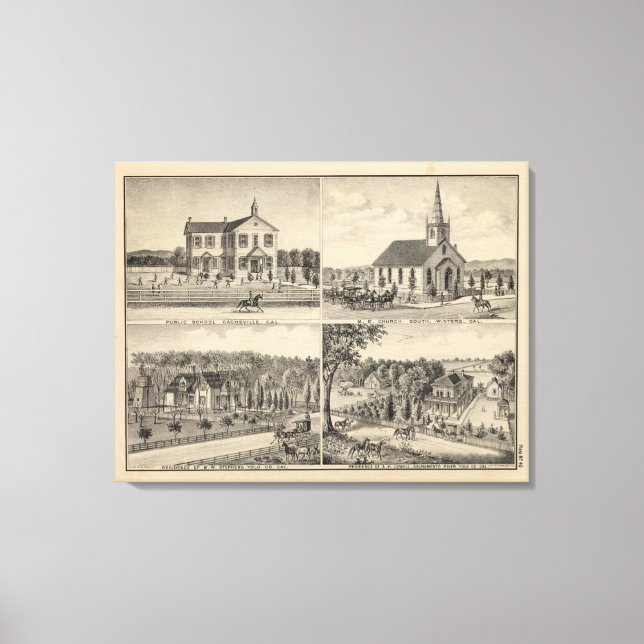 Lienzo Escuela, iglesia, residencias, Yolo Co (Anverso)
