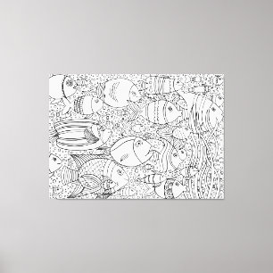 Lienzo Escuela inspirada de los pescados 6