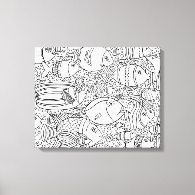 Lienzo Escuela Inspirada De Pescado 6 (Anverso)