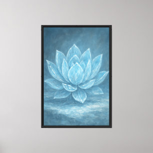 Lienzo Escultura de hielo de Lotus congelada en azul y pl