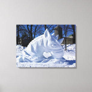 Lienzo Escultura de Nieve de Caballo, Quebec, Canadá