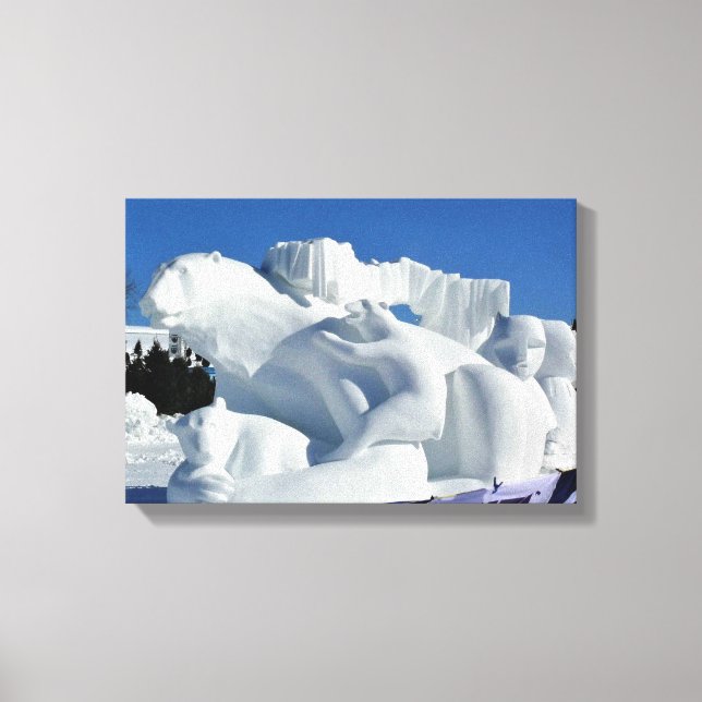 Lienzo Escultura de Nieve de Oso Polar, Quebec, Canadá (Anverso)