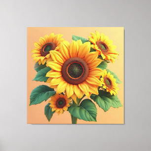 Lienzo Escultura de ramo de girasoles brillantes