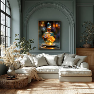 Lienzo Esencia de Rosa Dorada – Perfume Fantasía Luminosa