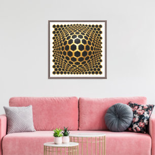 Lienzo Esfera de Hexágono Dorado