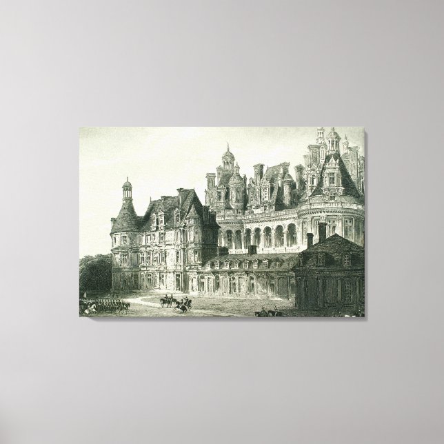 Lienzo Esgrima histórica de Chateau Chambord Thomas Allom (Anverso)