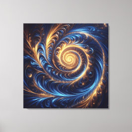 Lienzo Espacio abstracto moderno Royal Blue and Gold Swir