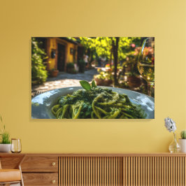 Lienzo Espagueti con salsa espinaca cremosa