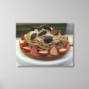 Lienzo Espagueti japonés y pastel de fresa