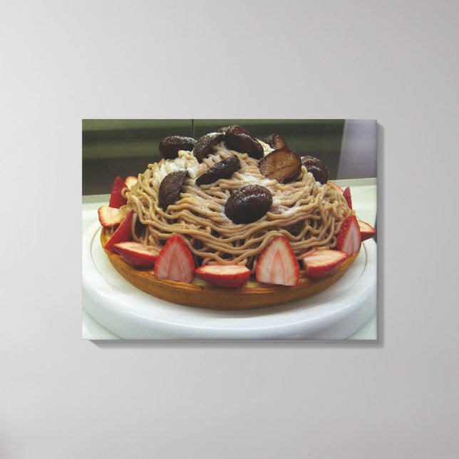Lienzo Espaguetis japoneses y pastel de fresa (Anverso)