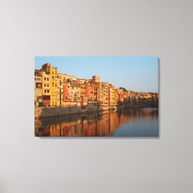 Lienzo España. Cataluña. Gerona. Casas en el Onyar (Anverso)