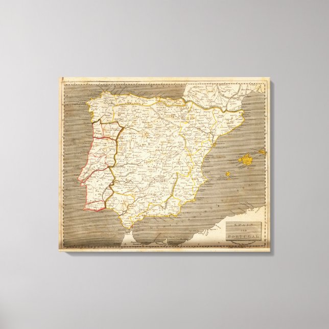 Lienzo España, Portugal Mapa de Arrowsmith (Anverso)
