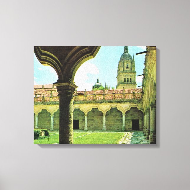 Lienzo España Vintage, Salamanca, Schools Yard, Catedral (Anverso)