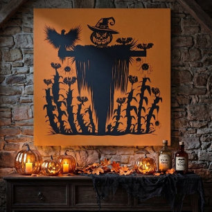 Lienzo Espantapájaros de Halloween Gótico Espeluznante en