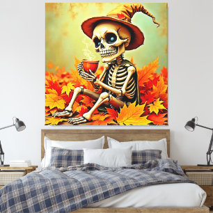 Lienzo Espectacular diseño del esqueleto de otoño