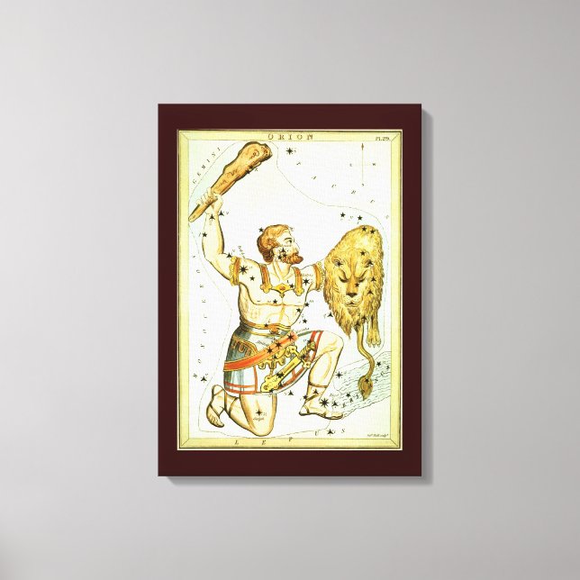 Lienzo Espejo de Urania, mapa celeste de astronomía vinta (Anverso)