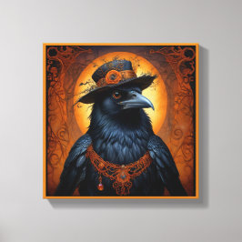 Lienzo Espeluznante y lindo cuervo de Halloween disfrazad
