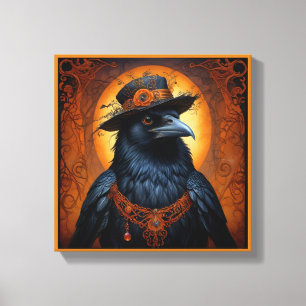 Lienzo Espeluznante y lindo cuervo de Halloween disfrazad