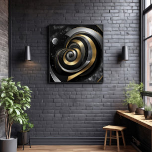 Lienzo Espiral cósmica dorada y plateada