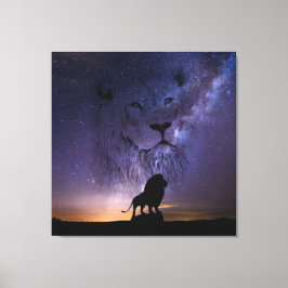 Lienzo Espíritu de León & Silueta en el cielo nocturno