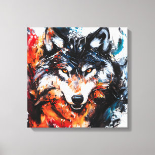 Lienzo Espíritu de lobo salvaje abstracto