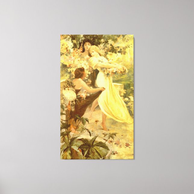 Lienzo Espíritu de primavera por Alphonse Mucha (Anverso)