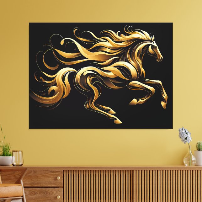 Lienzo Espíritu dorado - Caballo abstracto en movimiento (Insitu (Sala de estar))