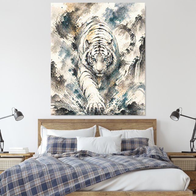 Lienzo Espíritu Guardián del Tigre Blanco - Estilo de Tin (Insitu(Dormitorio))